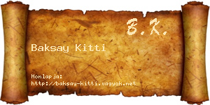 Baksay Kitti névjegykártya